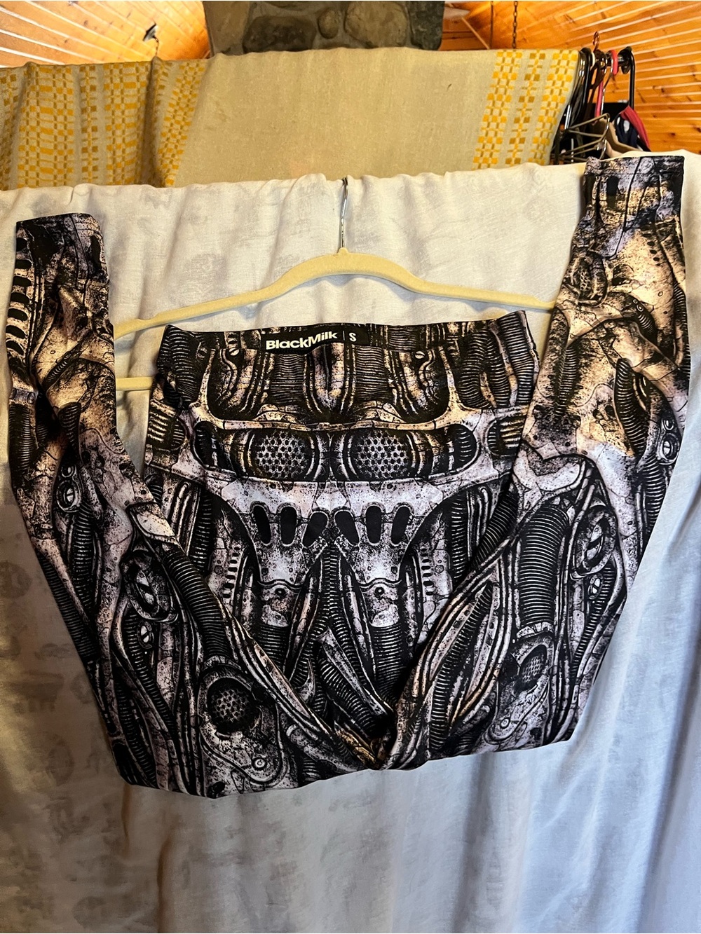 Blackmilk Mechanical Biomech Print Leggings in Black and Cream - Picture 2 of 3